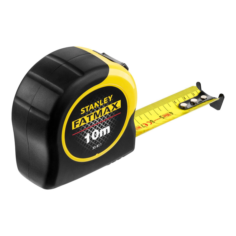 STANLEY FATMAX Classic Tape with Blade Armor, 10m Metric Only | Durable tape, 14 feet extended reach when working alone, tru-zero hook, accuracy class II 10 m