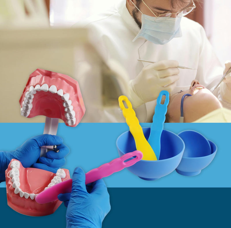 Dental Optispatel Material Mixing Bowl with 3-Colour Spatula / Plastic Spatula | Plastic spatulas for alginate casts and plaster materials, 6 pieces