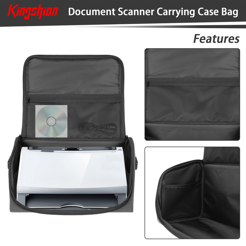 Document Scanner Carrying Case Bag,Film Scanner Case Compatible with Fujitsu iX1400, iX1500, iX1600, Plustek Scanner, Fujitsu Fi Series, Brother and Raven Scanner Use-Dark Grey
