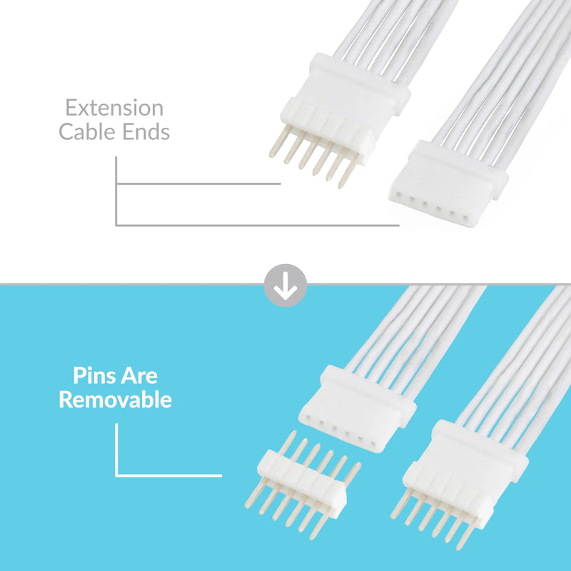Litcessory Extension Cable for Philips Hue V4/Solo Lightstrip | Micro 6-Pin, 1m, 2 Pack, White 3.3ft - 2 Pack White (Micro 6-pin V4 / Solo Lightstrip)