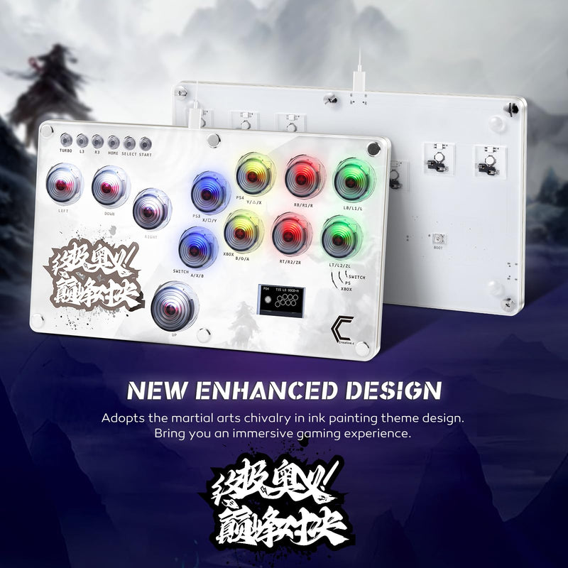 Arcade Stick, Fighting Game Controller 16Keys All-Button Gamerfinger with Custom RGB & Turbo Functions,Arcade Controller Street Fight for PC/Ps3/Ps4/Switch Game Keyboard-Supports Hot Swap & SOCD