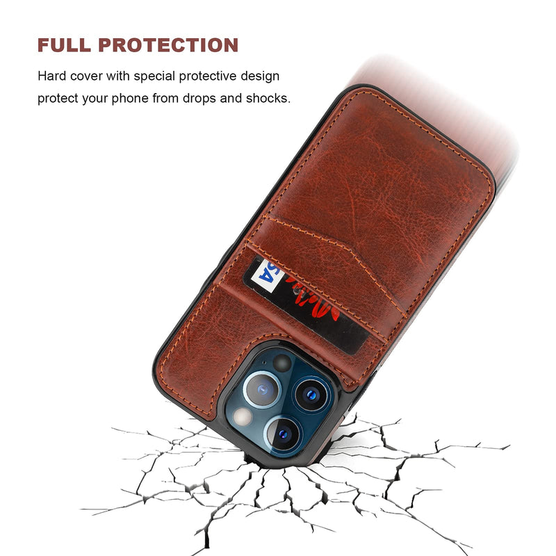KIHUWEY Compatible with iPhone 13 Pro Max Case Wallet with Credit Card Holder, Premium Leather Magnetic Clasp Kickstand Heavy Duty Protective Cover for iPhone 13 Pro Max 6.7 Inch(Brown) Brown
