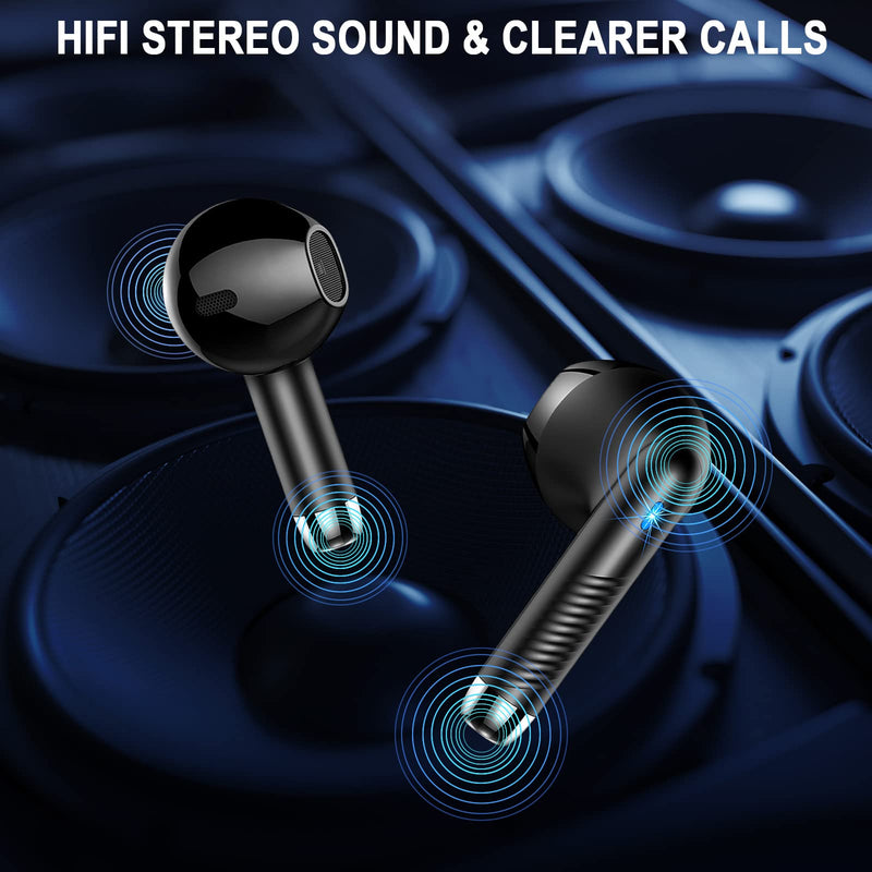 Wireless Earbuds, Bluetooth 5.4 Ear Buds LED Power Display Headphones Bass Stereo, Bluetooth Earbuds in-Ear Noise Cancelling Mic, 40H Playback Mini Case IP7 Waterproof Sports Earphones for Android iOS Black