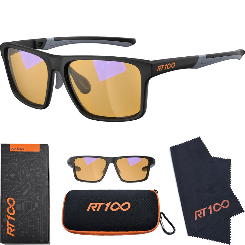HD Premium Gaming and Computer Screen Yellow Tint Glasses Blue Light Blocking 86% Reduce Glare Anti Eyestrain P1a Matte Black