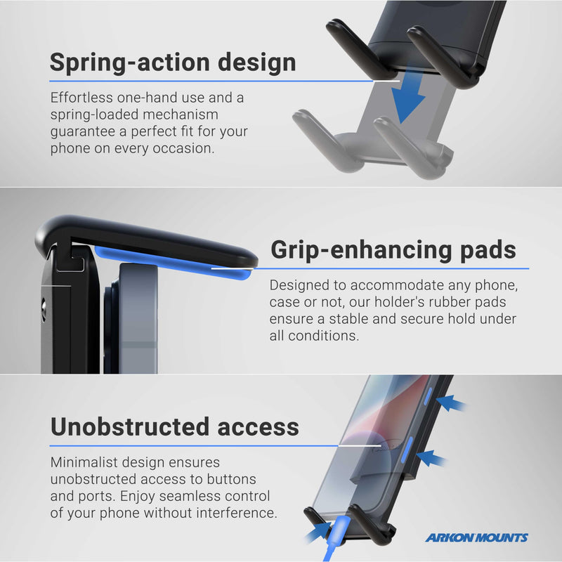 ARKON Mounts Slim-Grip Ultra Car Seat Rail or Floor Phone Mount | Durable Phone Holder | Firm Flexible 18" Arm | Compatible with iPhone, Galaxy, Google, iPad mini & More