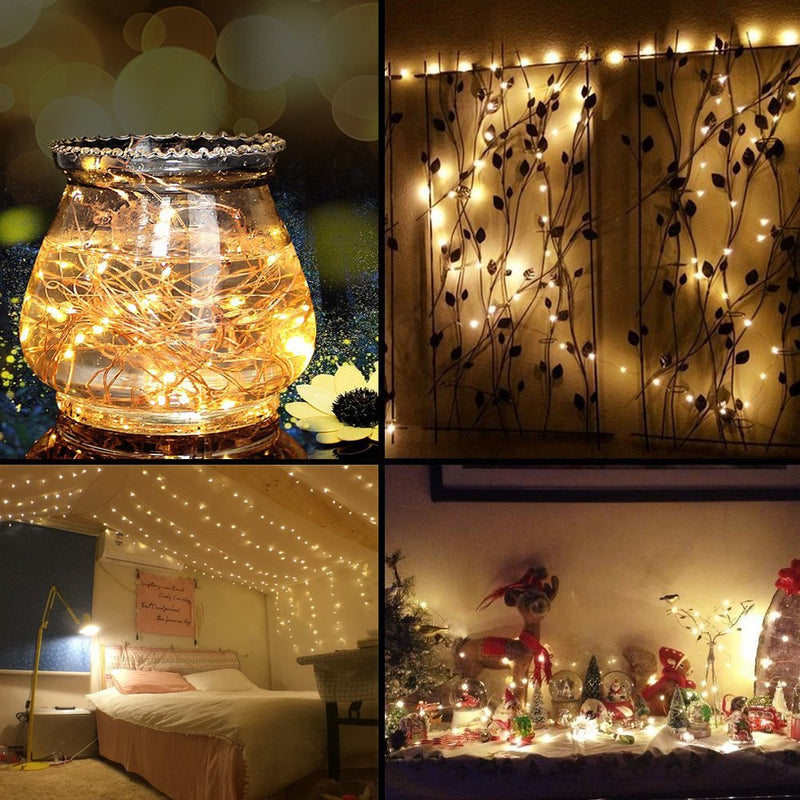 Decute 164FT 500LED Christmas Fairy String Lights Dimmable with Remote Control Copper Wire Starry Lights with UL Cerficated Decorative for Party Wedding Bedroom Christmas Tree Warm White 164 Feet