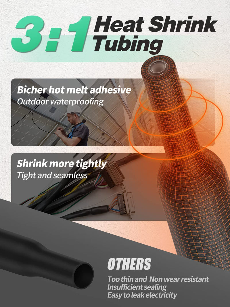 3:1 heat shrink tubing Ø7.9mm & 2m length, heat shrink tubing sold by the meter, waterproof, insulating tape, and cable connecting heat shrink tubing, 5 diameter options (black) Ø7.9mm & 2m