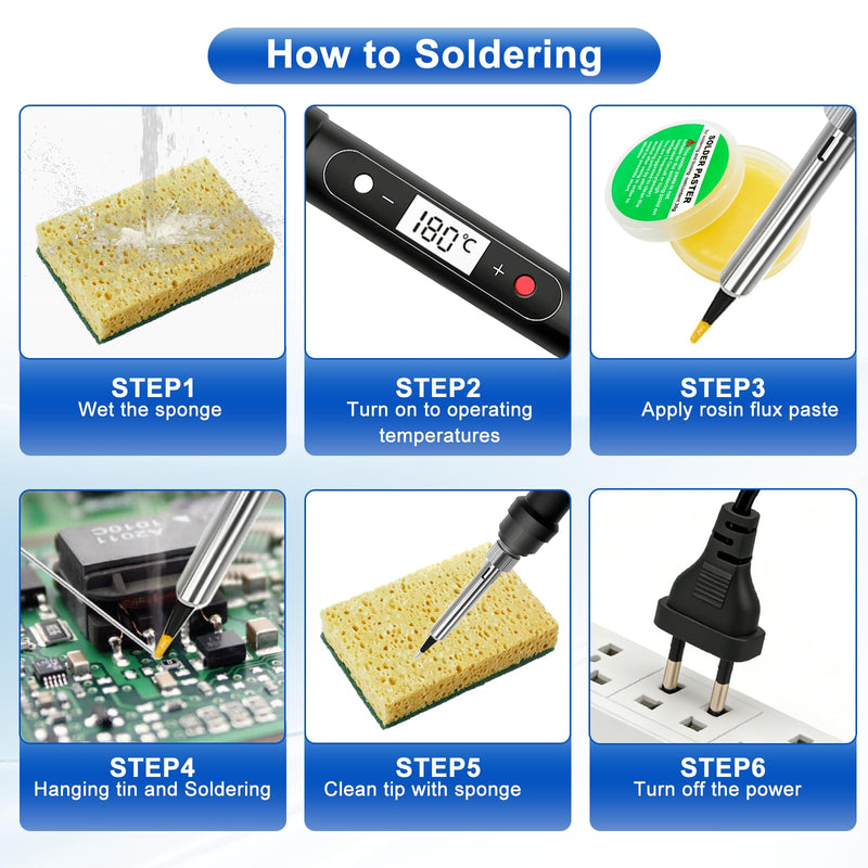 Soldering Kit 100W 16 in 1 Soldering Kit Contains 50g Solder Wire 5 Soldering Tips Desoldering Pump Soldering Stand Pliers Suitable for Electrical Installation and Repairs of Electronic Equipment