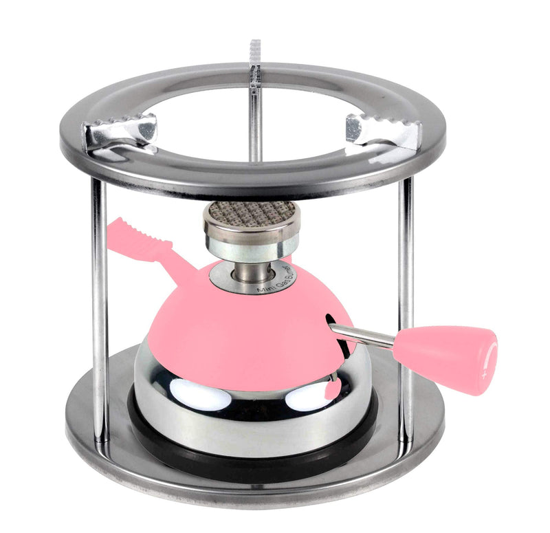 BLUEFIRE Butane Mini Burner for Tabletop Coffee Siphon Syphon/w Furnace Stand and Assembly Rack Ceramic Windproof Torch Head Portable Cooking Stove Espresso Maker Chafing Soup Tureens Fondue Pink