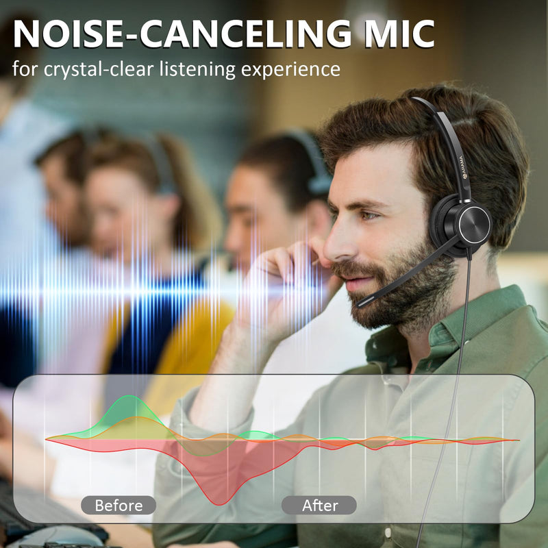 Arama 2024 Upgraded USB Headset with Microphone Noise Cancelling & in-line Controls, Computer Headset with Microphone for Laptop PC Home Office Online Class Skype Zoom Clear Chat