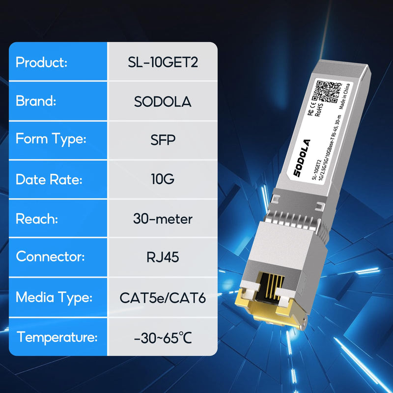 SODOLA SFP Module 2X10GBase-T RJ45s