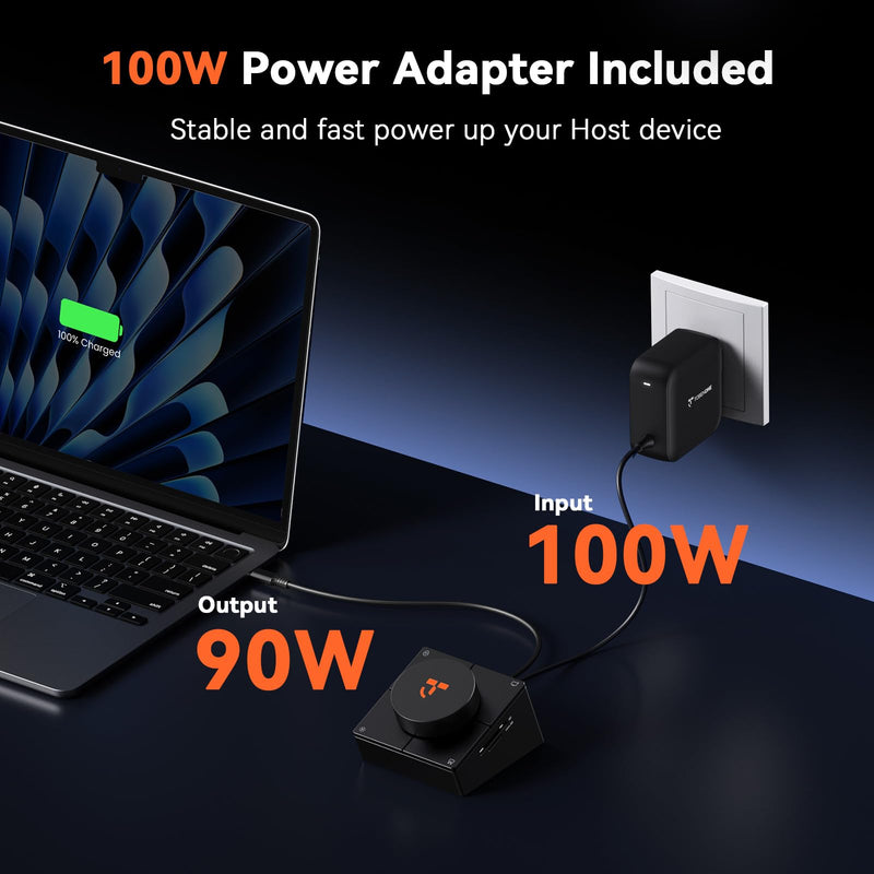 TobenONE 10-in-1 Shortcut-Key Docking Station with 4 Shortcut Button and Volume Knob, USB C Dock with 4K@60Hz HDMI, 100W PD, 3 USB, Ethernet, Audio, SD/microSD for MacBook, Windows, Chrome, Mac mini 10 in 1 Ultra