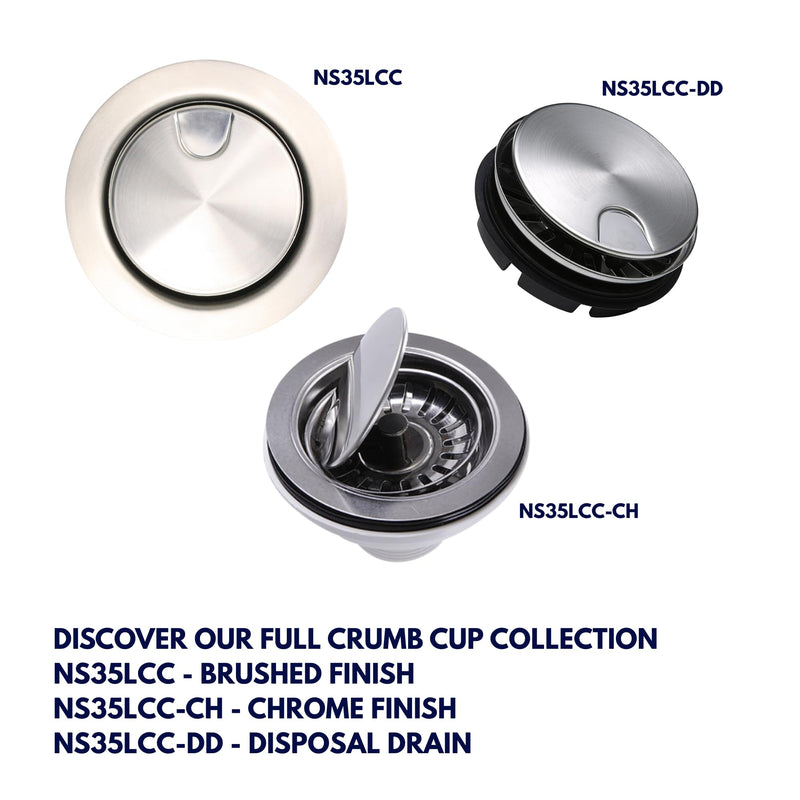 Nantucket Sinks NS35LCC-CH Flip Top Crumb Cup Kitchen Drain, Chrome