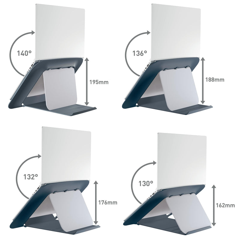 Leitz Adjustable Laptop Stand, Desktop/Tabletop Riser Stand, Compact Laptop Holder with 4 Heights, Ergo Cosy Range, Velvet Grey, 64260089