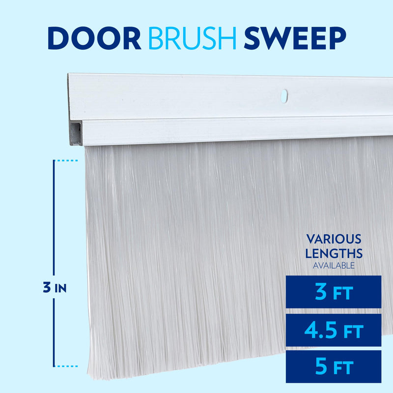 Trademark Hardware Door Sweep Brush - Silver Aluminum - 3" x 56 Inches - TH30090C 56 Inches Long Aluminum (Silver)