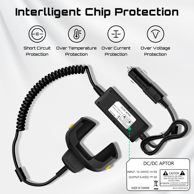Fast Charging Car Charger Cable for Zebra Symbol TC77 TC70 TC72 TC75 TC70X TC75X TC700H TC700K TC77HL TC720L Barcode Scanners - Fully Charges in Just Over 4 Hours - CHG-TC7X-CLA1-01
