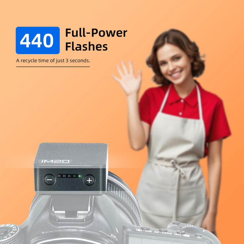 Godox Flash iM20 Mini Camera Flash - GN10/470 mAh/Type-c Charge/440 Full-Power Flashes/3s Recycle Times/5 Power Levels/Manual, Camera Flash for Sony zve10/Sony zv1/Sony a7iii/Fujifilm f1 etc.