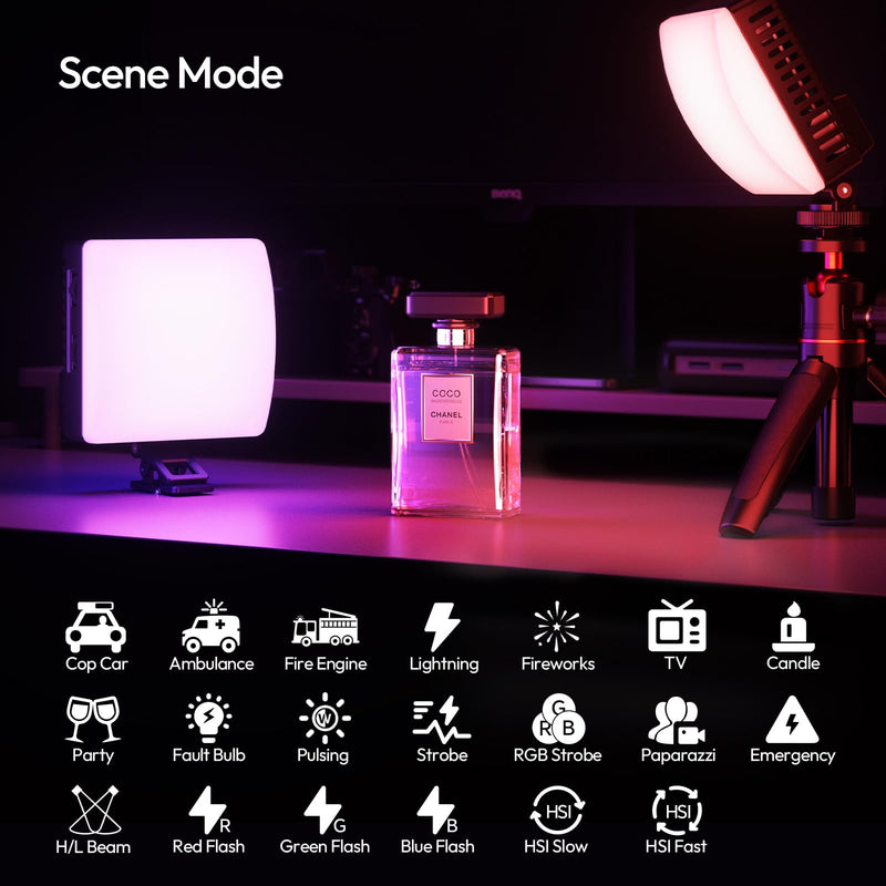 Ulanzi C10 10W Portable LED Light - 1300 Lux High Brightness Camera Light, 3300mAh, 0-359° RGB Video Lights, Cell Phone Selfie Lights with Cold Shoe, Phone Light for iPhone 17