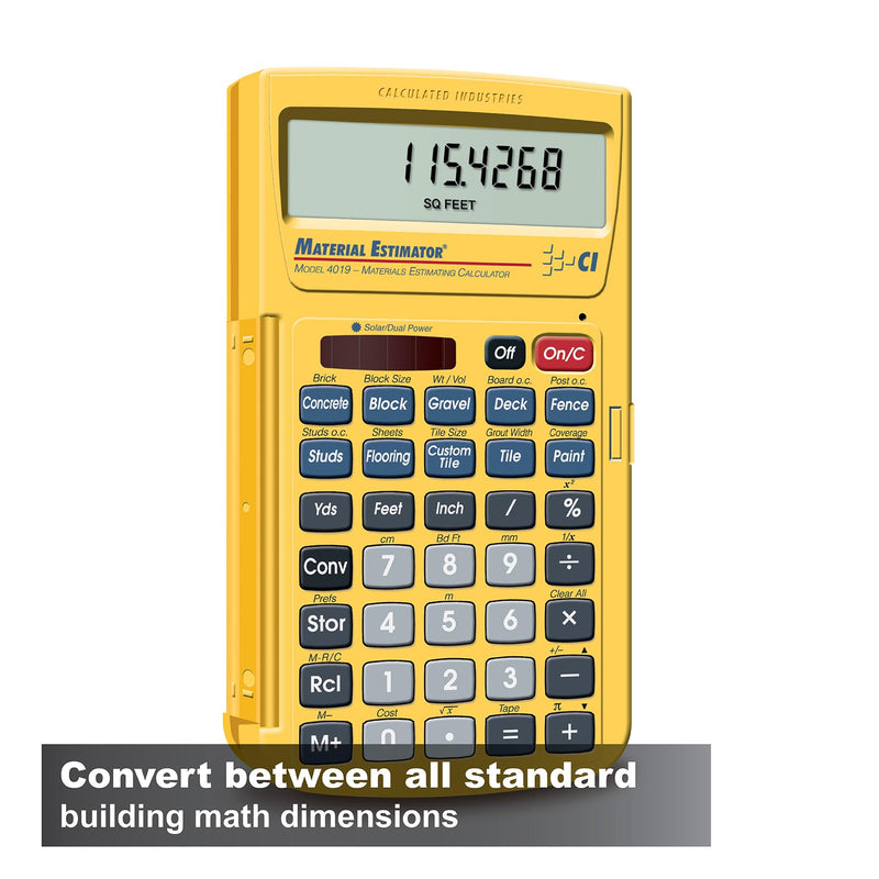 Calculated Industries 4019 Material Estimator Calculator | Finds Project Building Material Costs for DIY’s, Contractors, Tradesmen, Handymen and Construction Estimating Professionals,Yellow Trowels