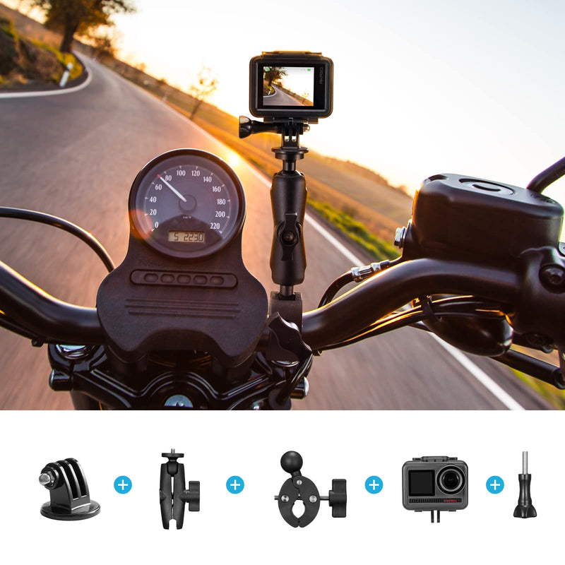 AKASO Action Camera Motorcycle Kit Compatible EK7000/EK7000 Pro/Brave 4/Brave 4 pro/Brave 7 LE/Brave 7/Brave 8/V50X/V50 Pro/V50 Elite/GoPro Hero 12 11 10 9 8/DJI/Apexcam Action Camera