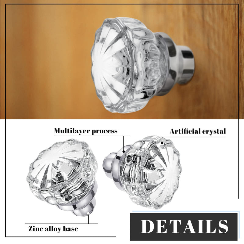 Amylove 2 Set Glass Door Knobs Mortise Style Fluted Crystal Antique Door Knobs with Spindle Antique Doorknobs for Home Interior(Silver,Basic) Silver Simple