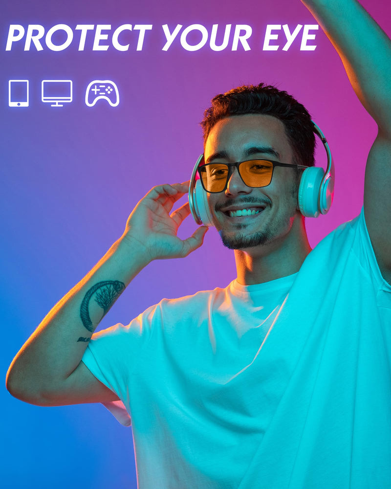 Blue Light Blocking Glasses Gaming- Filtering Computer Gaming Screen/TV/Phone UV Blue Ray Black Dark-orange