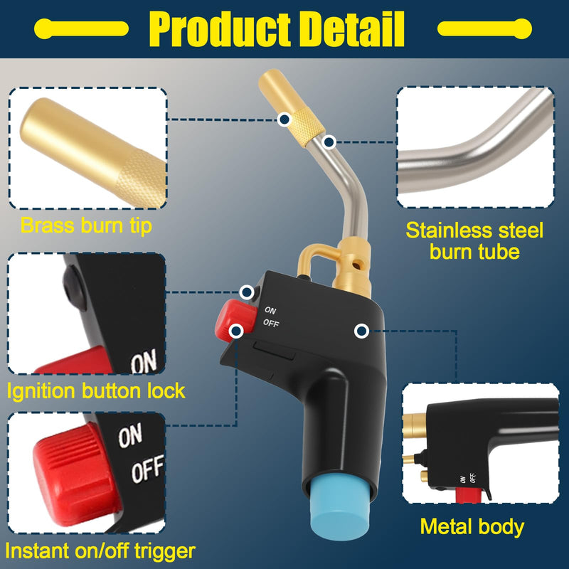 Trigger-Start Torch Head TS4000, High Intensity Flame Torch, MAPP/Propane Gas Torch Kit with Instant on/off Trigger for Light Welding, Soldering, Brazing, Heating, Thawing and More 1