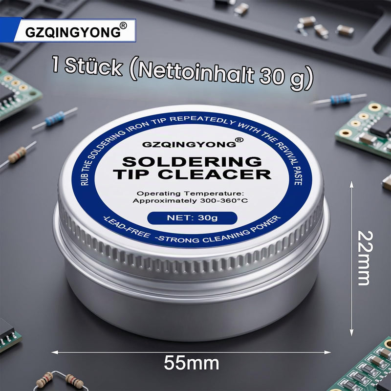 30 g Soldering Tip Cleaner, Soldering Tips Reactivator Lead-Free Tin for Reactivating Oxidised Soldering Tips, Gently Removes Even Strong Oxide Layers, Soldering Tip Cleaner Tip Tinner Cleaner | Gently removes even strong oxide layers, soldering tip cl...