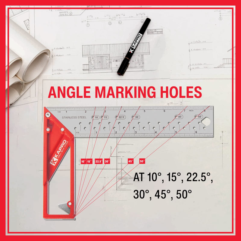 Kapro - 353 Professional Ledge-It Try & Mitre Square - For Leveling and Measuring - Features Stainless Steel Blade, Retractable Ledge, and Etched Ruler Markings - 8 Inch Adjustable Try&Mitre 8"