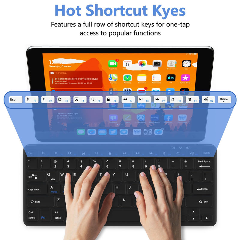 Bluetooth Keyboard for iPad, Bluetooth Keyboard Compatible iPad 10th 9th 8th, iPad Air 5th 4th, iPad Pro 13/12.9/11 inch, iPad Air 13/11 inch, Portable Keyboard Including iOS, Android, Windows - Black