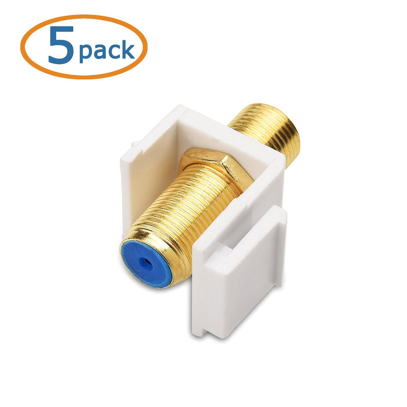 Cable Matters 5 Pack RG6 Keystone Jack Insert, Coaxial Keystone Jack Insert Gender Changer