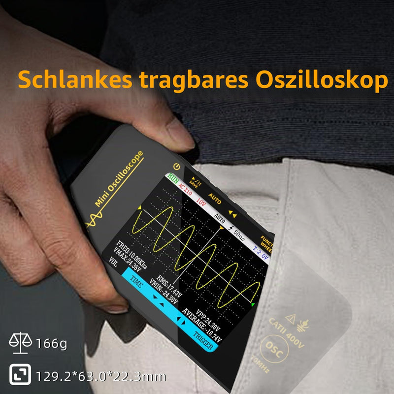 Bside Handheld Oscilloscope 3.2 Inch TFT Display Portable Digital Oscilloscopes 10 MHz Bandwidth Automotive Oscilloscope 48 MSa/s Sampling Rate Trigger Function Auto/Nomal/Single