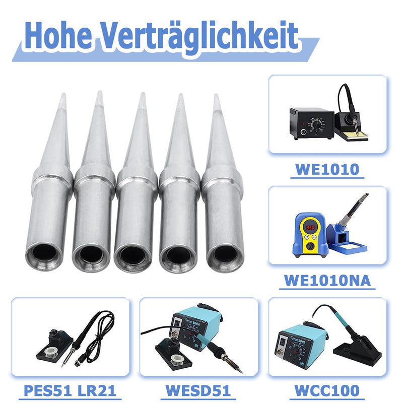Mesee 5 pieces ETS soldering iron tip, replacement soldering tip set, soldering iron tip, soldering tips, low temperature soldering station tool Weller for WE1010NA WES51 WES50 PES51 PES50 WEP70 EC1002 EC1201A