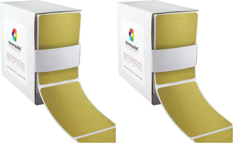 ChromaLabel 2 x 3 inch Permanent Color Code Rectangle Labels, 100 Stickers per Dispenser Box, Gold (Pack of 2) 2" x 3" (Pack of 2) Metallic Gold