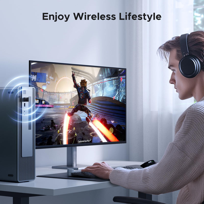 UGREEN USB Bluetooth Adapter for PC Bluetooth 5.4 Dongle Receiver EDR & BLE, Plug & Play Supports Windows 11/10/8.1, for Desktop, Laptop, Headphone,Keyboard,Mouse, Speakers,Printer