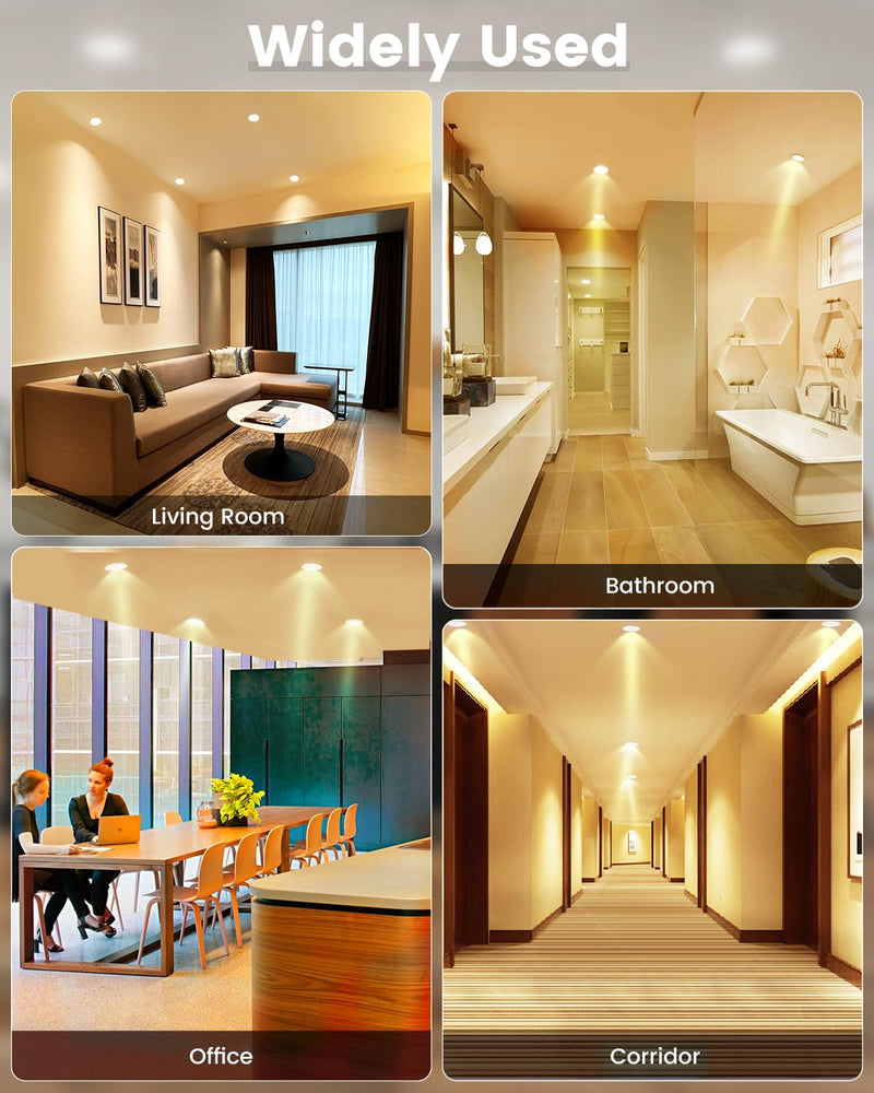 Tailcas LED recessed spotlights 230V flat dimmable, LED spots 5W 450LM ceiling spots IP44 LED recessed lights hole size 68-80mm, warm white 3000K swiveling recessed spots for bathroom, kitchen, living room, set of 6