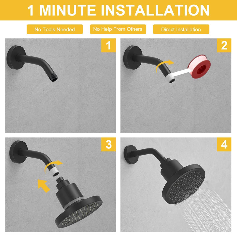 BESy High Output Shower Filter Filtered Shower Head Shower Water Softener with Hard Water Improves The Condition of Your Skin & Hair Round Matte Black