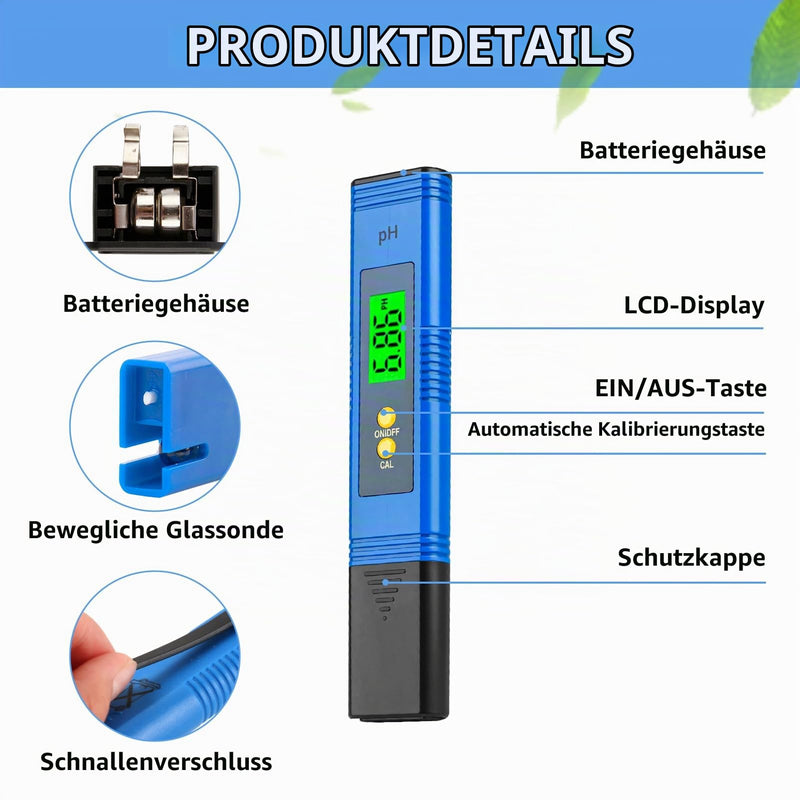 PH Meter Digital PH Accuracy Water Quality Tester 0.01 Resolution 0-14 Measuring Range with Auto Calibration Digital Value Tester for Checking Drinking Water Aquarium Pools Swimming Pool Laboratory Blue | Meter Digital PH Accuracy Water Quality Tester...