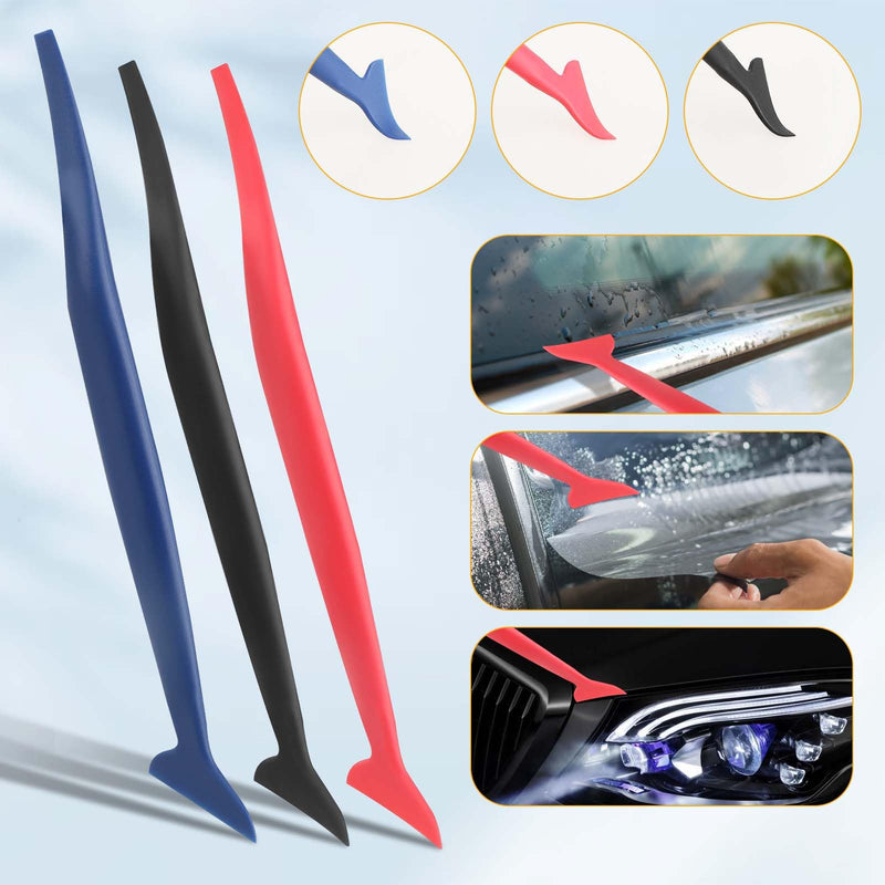 Bewudy 6 Pcs Car Micro Squeegee Curves Slot Tint Tool Set, 3 in 1 Vinyl Car Wrapping Flexible Micro Squeegee, with Different Hardness for Installing Vehicle Wraps and Auto Stickers(6 Pcs)