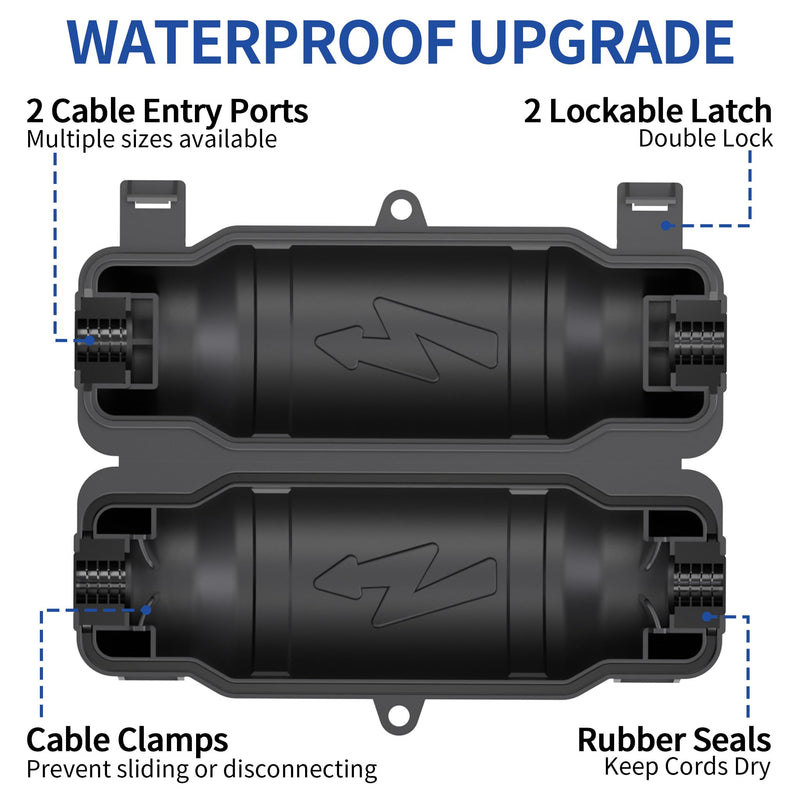 6 Pack Outdoor Extension Cord Safety Cover with Waterproof Seal IP54 Water-Resistant, Weatherproof Electrical Connection Box with 2 Latches, Plug, Socket, Holiday Decoration Light, Black 6 Pack