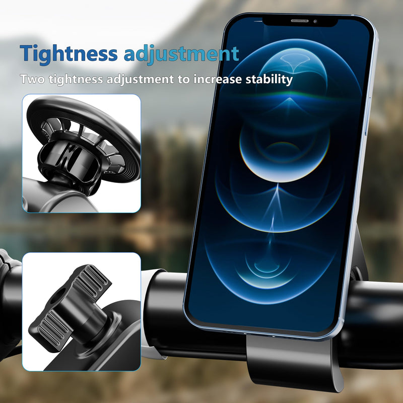 Magnetic Phone Holder, Strong Magnet Bike Phone Mount with Two Metal Rings, for Indoor Gym Equipment(Compatible with Peloton Bike)/Stroller/Treadmill, for MagSafe iPhone Samsung and All Phone Black