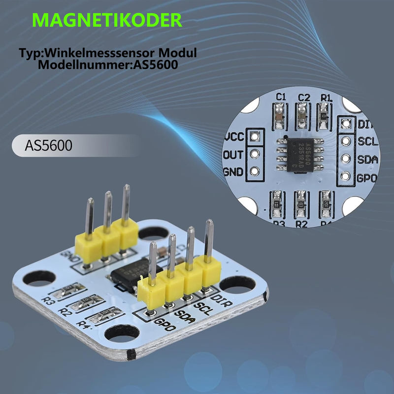 5pcs AS5600 Encoder, Magnetic Induction Angle Measuring Sensor Module | 12-bit high-precision with magnet