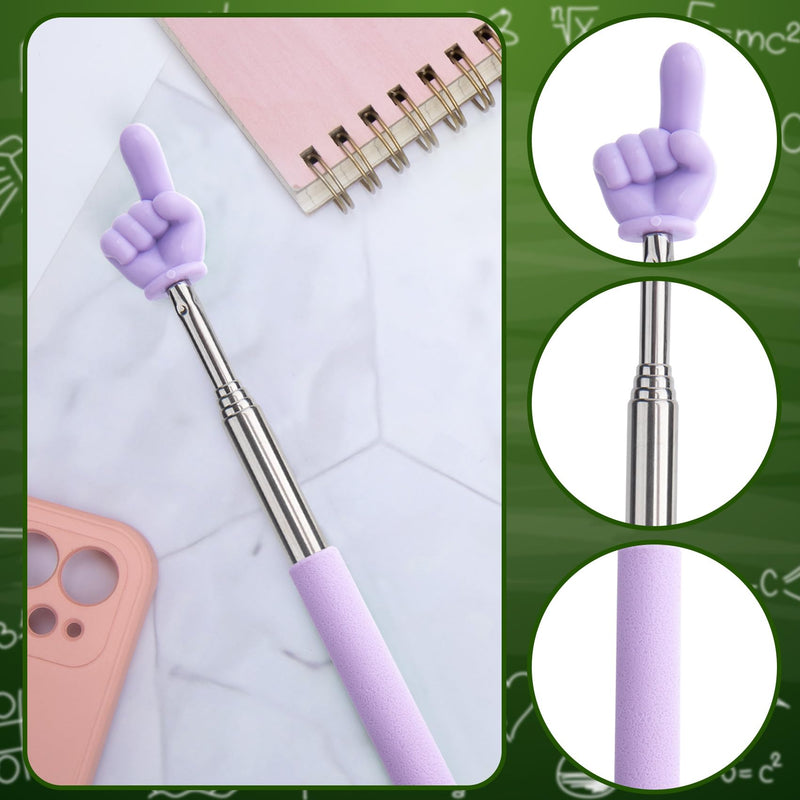 Pointer Finger Sticks, Macaron Purple Retractable Teacher Pointer Stick, Extendable Hand Pointer Sticks, Adjustable Hand Pointer for Reading, Speeches - 1PCS