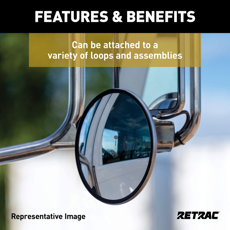 Retrac 610673 8-Inch Stainless Steel Center-Mount Convex Mirror Head with J-Bracket, Universal Driver or Passenger Side