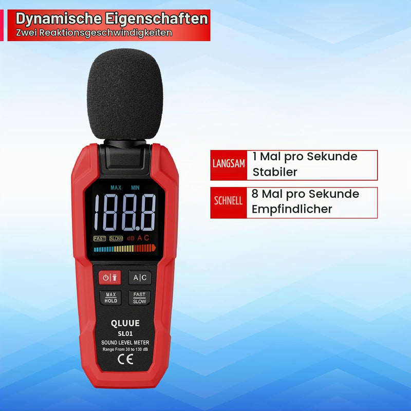 Sound Level Meter Digital Portable Decibel Meter 30dB to 130dB A/C Weighted LCD Display Can Be Used at Home, Factory and Road