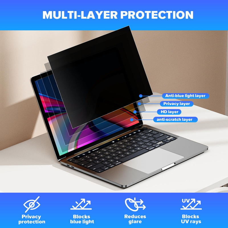 Laptop Privacy Screen 13.3 Inch Laptop Screen Privacy Shield 16:9 Aspect Removable Privacy Screen Compatible with Lenovo/HP/Dell, Blue Light UV-Blocking Screen Privacy Filter