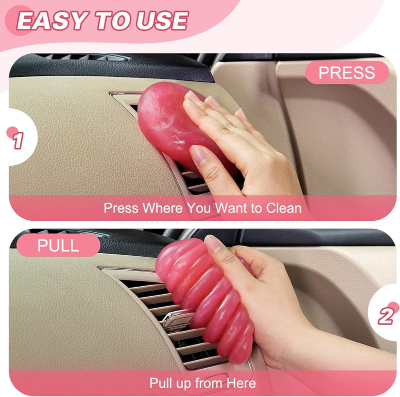 PULIDIKI Car Cleaning Gel Car Cleaning Putty Slime Interior Cleaner Auto Detail Tools Essentials Car Accessories Pink Stocking Stuffers Gifts for Women Men White Elephant Gifts Adults Teens Christmas