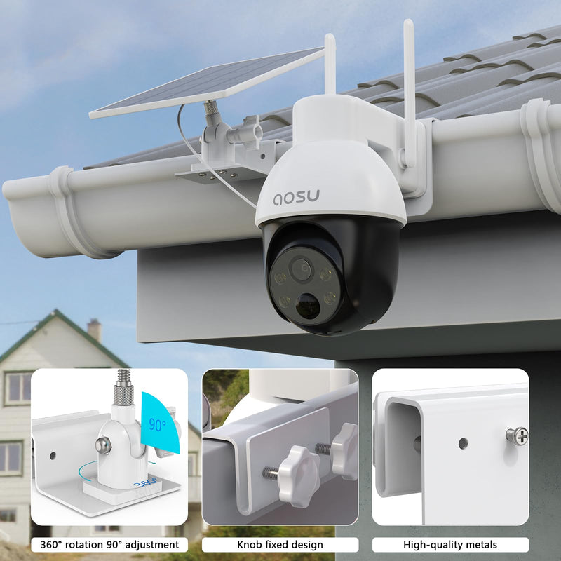 HOLACA Gutter Mount Kits Compatible with AOSU Solar Security Cameras Wireless Outdoor(SolarCam D1 SE) and Aosu Solar Panel(White)