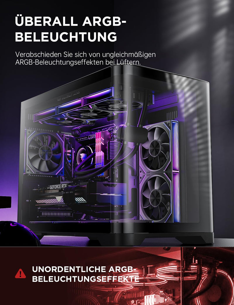 AsiaHorse Dawn RGB PC Fan 120 mm Reverse Case Fan Pack of 3 ARGB Daisy Chain PC Fan [Infinity Mirror] [HDB] 71 CFM/1850 RPM/2.6 MMH2O 4 Pin PWN & 5V 3-Pin ARGB for Asus Aura ASRock GIGABYTE MSI black 3 x 120MM-Reverse