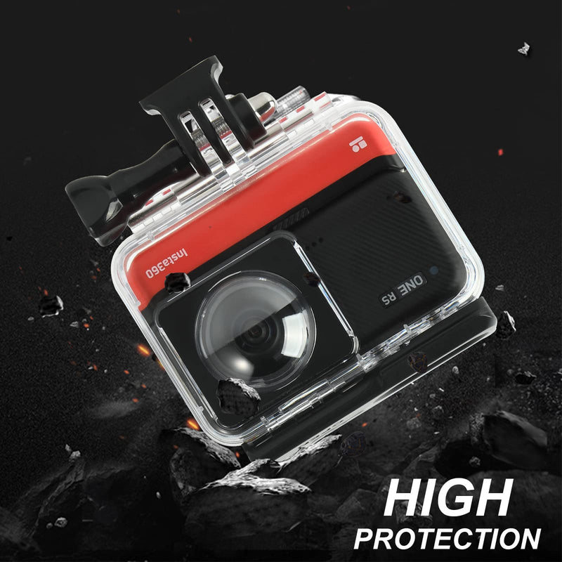 Dual Lens Panoramic Waterproof Shell for Insta360 ONE RS 360° Lens Edition, Underwater Diving Protective Housing 30M/98FT with Mounting Bracket Accessories
